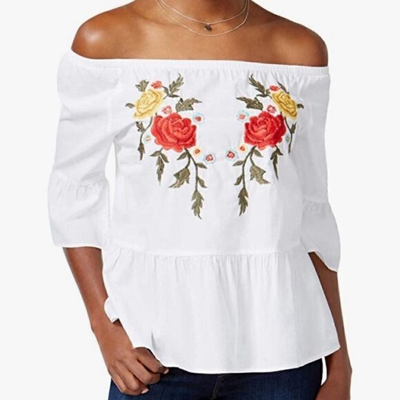 VINTAGE AMERICAN BLUE MADDIE WOMEN'S TOP  EMBROIDERED COTTON SIZE LARGE - Picture 2 of 8